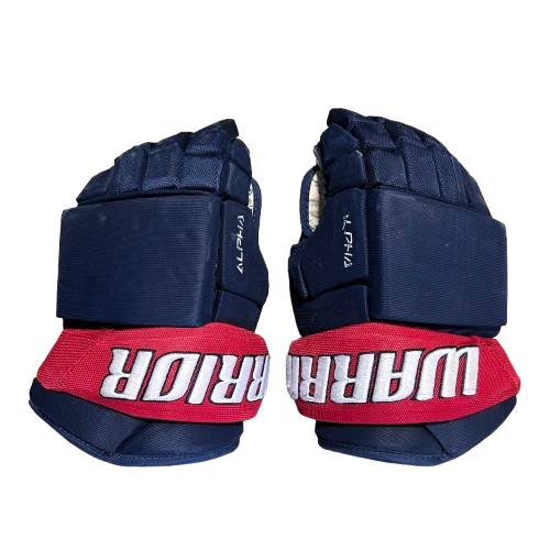 Warrior Alpha DX - Gant de hockey Pro Stock d'occasion (bleu marine/rouge)